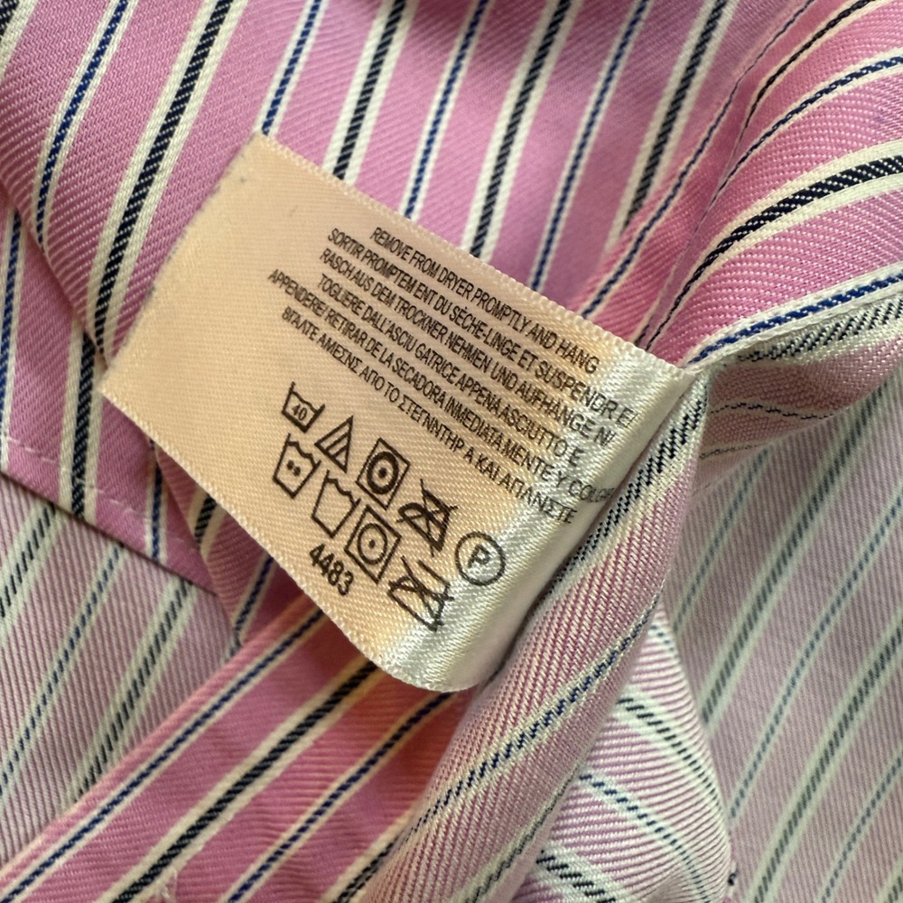 Brooks Brothers Mens Long Sleeve Dress Shirts Pink Stripe + White 16 1/2-2/3 - Picture 14 of 16